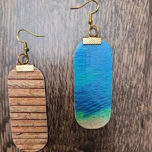 HAND CRAFTED On The Beach Dangle Wooden Earrings